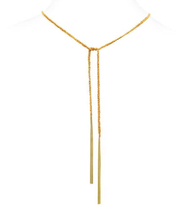 Collana TWIST in Argento 925 bagno oro Giallo 18Kt. Tessuto: Seta Arancio