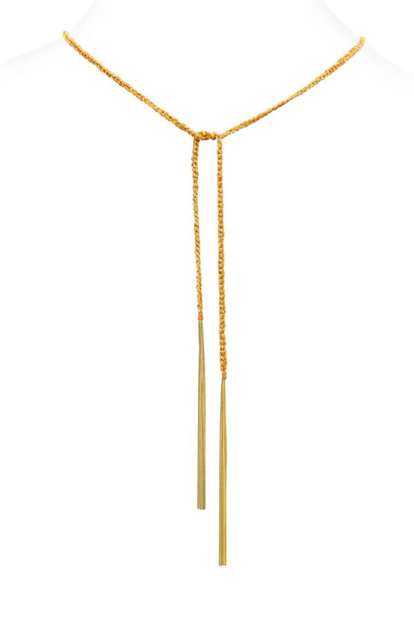 Collana TWIST in Argento 925 bagno oro Giallo 18Kt. Tessuto: Seta Arancio