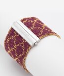 Bracciale ROMBO in Argento 925 bagno oro Giallo 18Kt. Tessuto: Seta Bordeaux