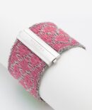 Bracciale ROMBO in Argento 925 Rodiato. Tessuto: Seta Rosa