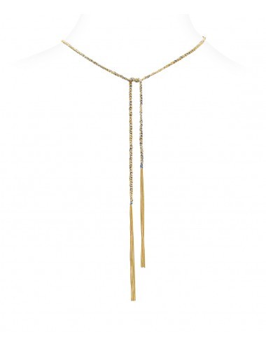 Collana TWIST in Argento 925 bagno oro Giallo 18Kt. Tessuto: Seta Jeans