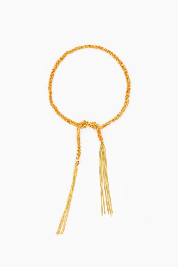 Bracciale TWIST in Argento 925 bagno oro Giallo 18Kt. Tessuto: Seta Arancio