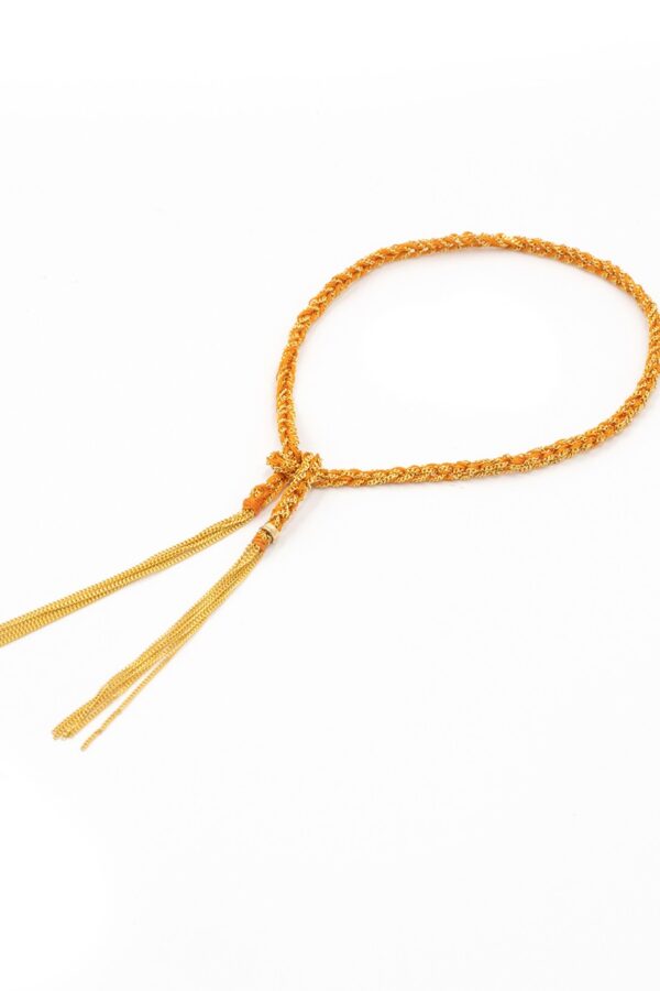 Bracciale TWIST in Argento 925 bagno oro Giallo 18Kt. Tessuto: Seta Arancio