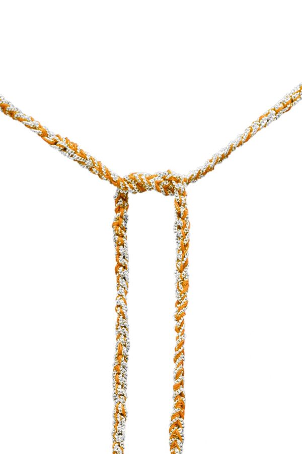 Collana TWIST in Argento 925 Rodiato. Tessuto: Seta Arancio