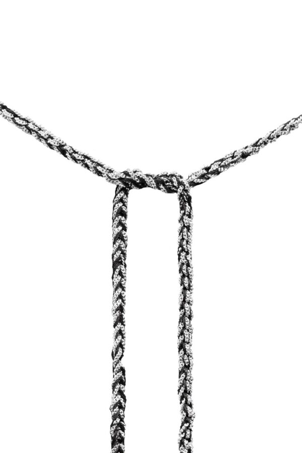 Collana TWIST in Argento 925 Rodiato. Tessuto: Seta Nera