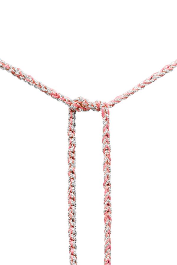 Collana TWIST in Argento 925 Rodiato. Tessuto: Seta Rosa