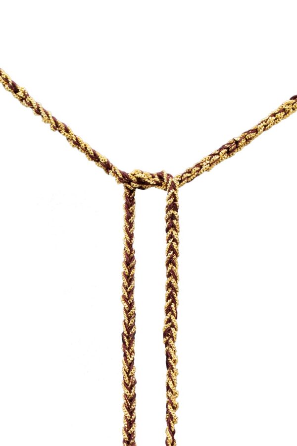 Collana TWIST in Argento 925 bagno oro Giallo 18Kt. Tessuto: Seta Bordeaux