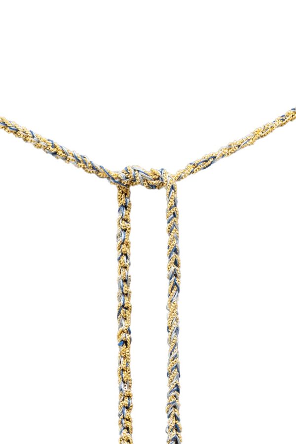 Collana TWIST in Argento 925 bagno oro Giallo 18Kt. Tessuto: Seta Jeans