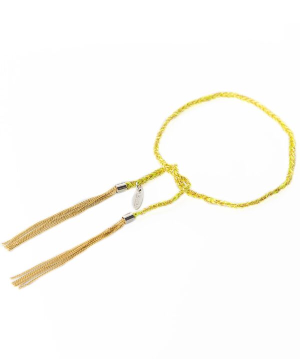 Bracciale TWIST in Argento 925 bagno oro Giallo 18Kt. Tessuto: Seta Lime